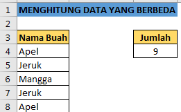 Menghitung Jumlah Data Yang Berbeda di Excel Menggunakan Rumus
